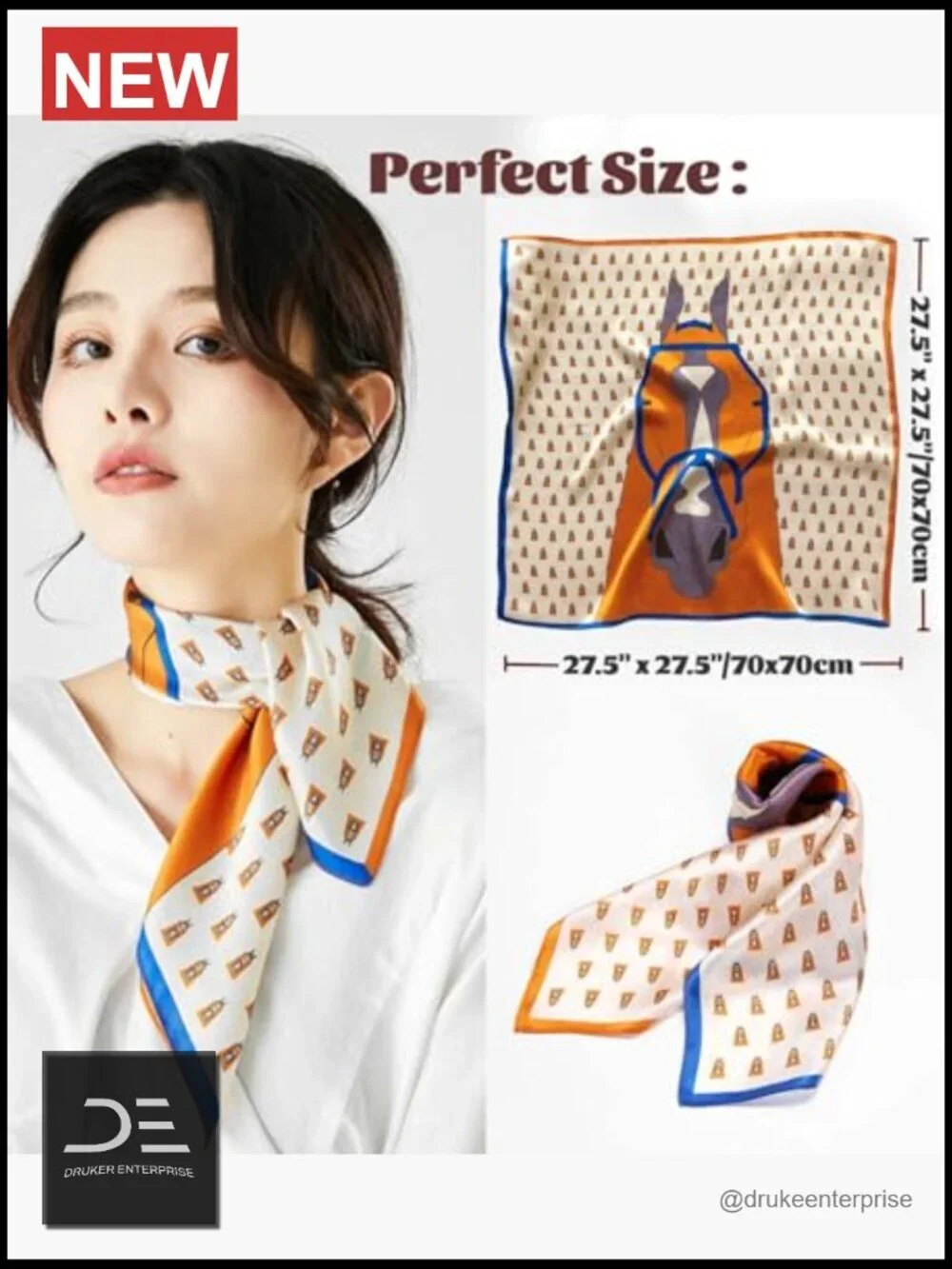 Mulberry Silk Feeling Fashion Square Neck Satin Scarf for Hair Bag